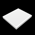 Angled side view of a white blank eggshell sticker 10x12cm size with tamper-proof matte surface for graffiti and street art