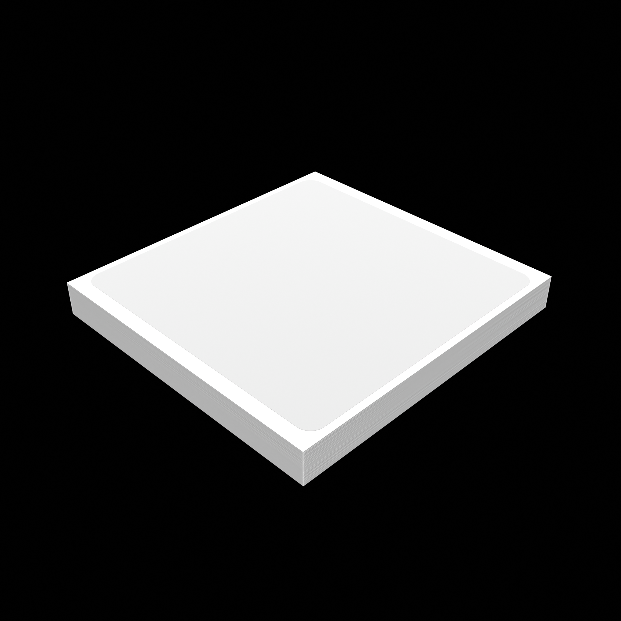 Angled view of white blank eggshell sticker 10x10 inch