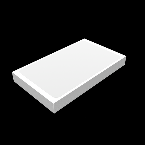 Angled 3D view of white blank eggshell sticker 10x6 inch