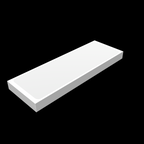 Angled view of white blank eggshell sticker 15x5cm