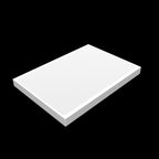 Isometric angled perspective view of a 10x15cm blank white eggshell sticker with matte tamper-proof surface, designed for graffiti tagging and street art