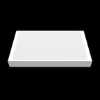 Horizontal side profile view of a 10x6cm blank white eggshell sticker with matte tamper-proof surface, designed for graffiti tagging and street art