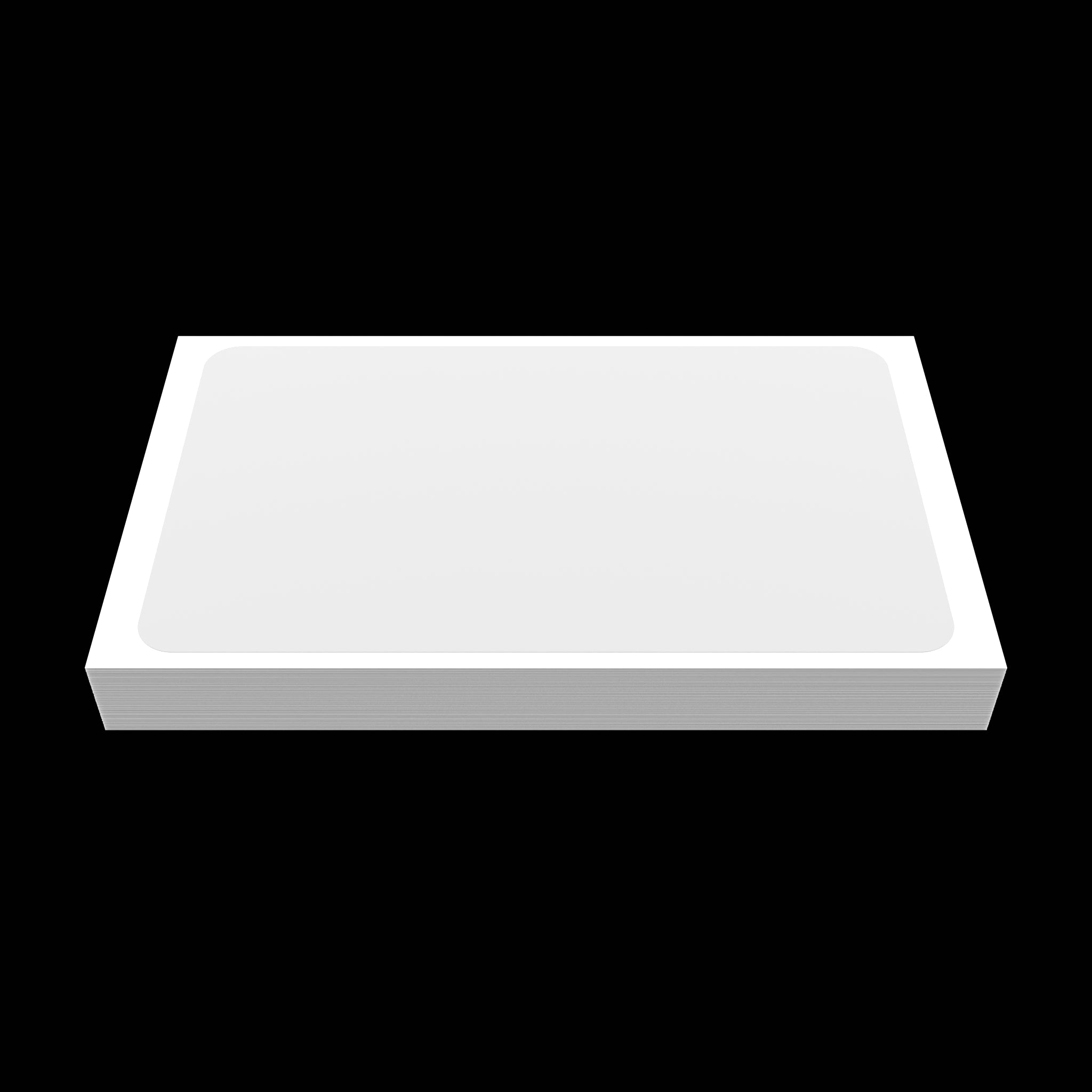 Horizontal side profile view of a 10x6cm blank white eggshell sticker with matte tamper-proof surface, designed for graffiti tagging and street art