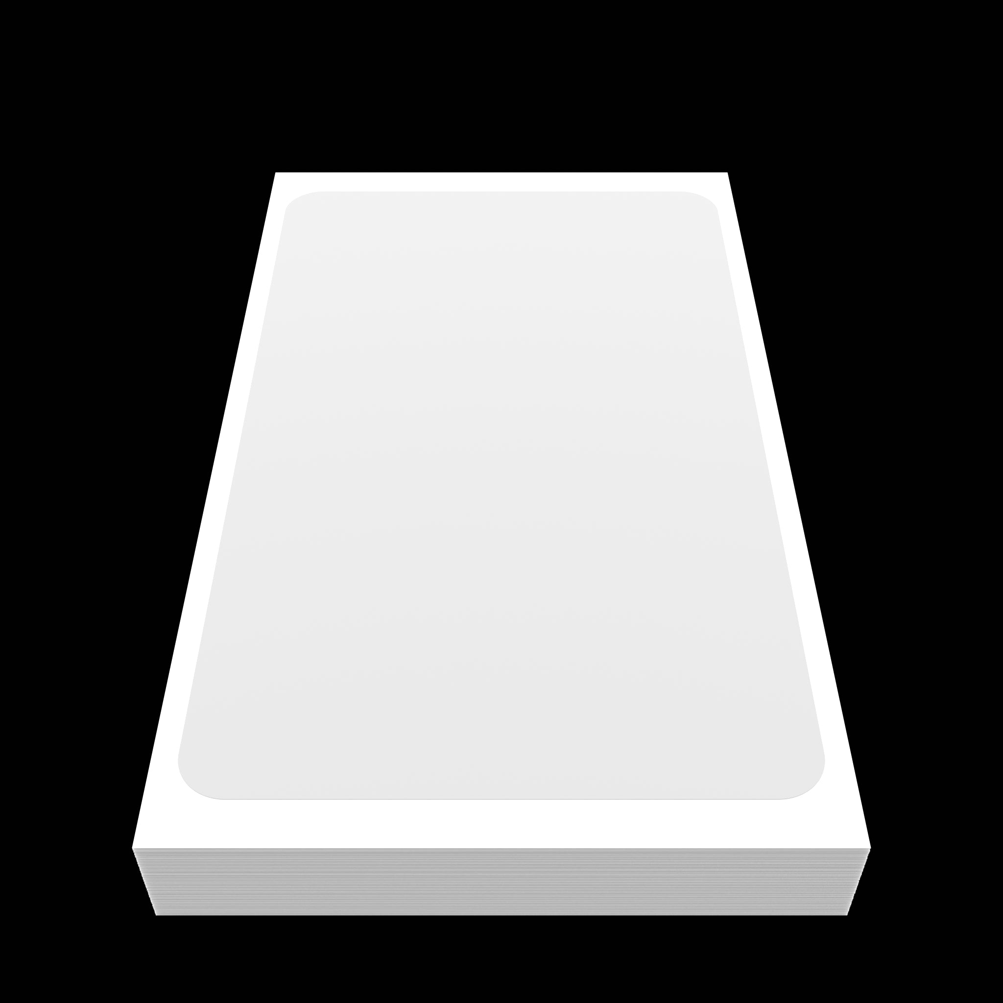 Vertical front-facing view of a 10x6cm blank white eggshell sticker with matte tamper-proof surface, designed for graffiti tagging and street art