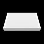Horizontal side profile view of a 10x7cm blank white eggshell sticker with matte tamper-proof surface, designed for graffiti tagging and street art