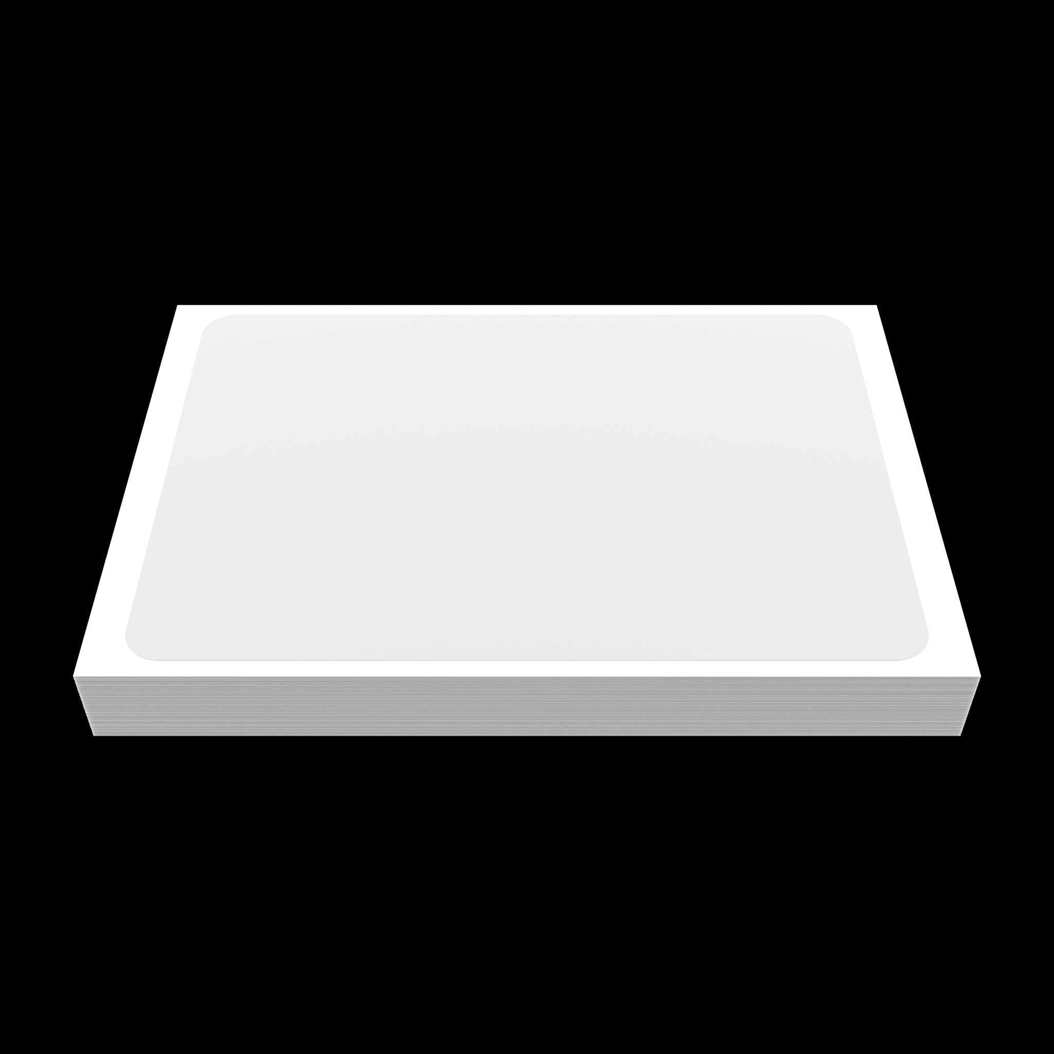 Horizontal side profile view of a 10x7cm blank white eggshell sticker with matte tamper-proof surface, designed for graffiti tagging and street art