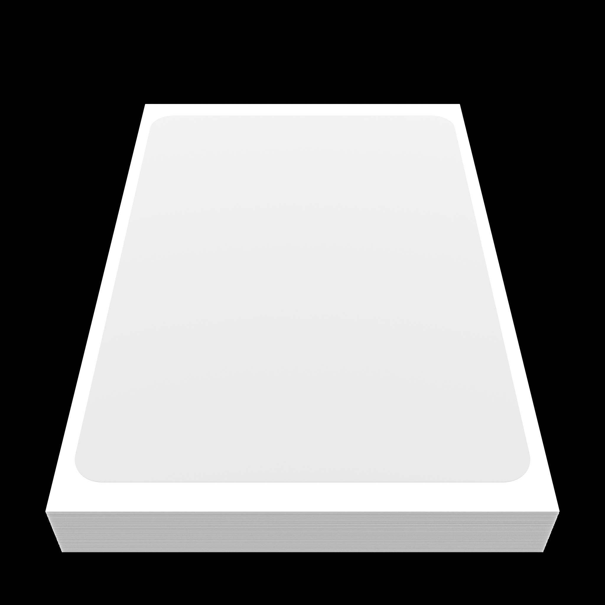 Vertical front-facing view of a 10x7cm blank white eggshell sticker with matte tamper-proof surface, designed for graffiti tagging and street art