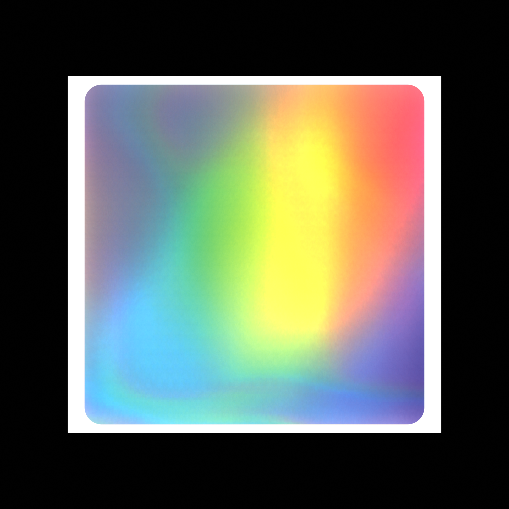Top down view of holographic eggshell sticker 10x10cm