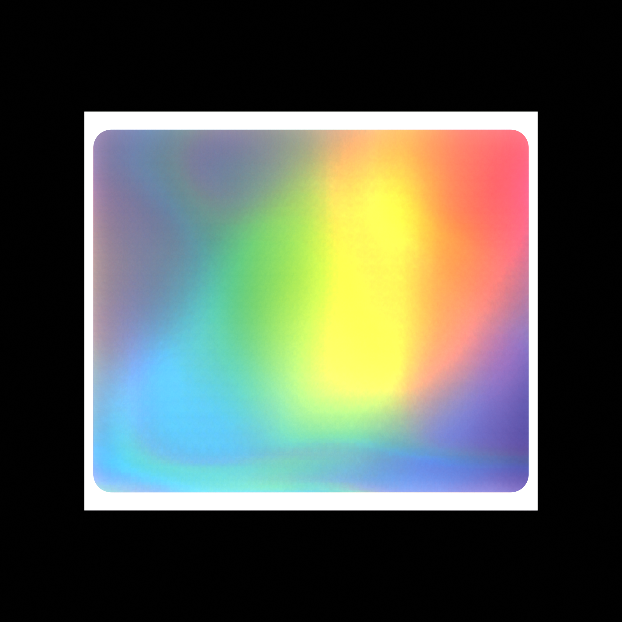 Top down view of holographic eggshell sticker 10x12cm