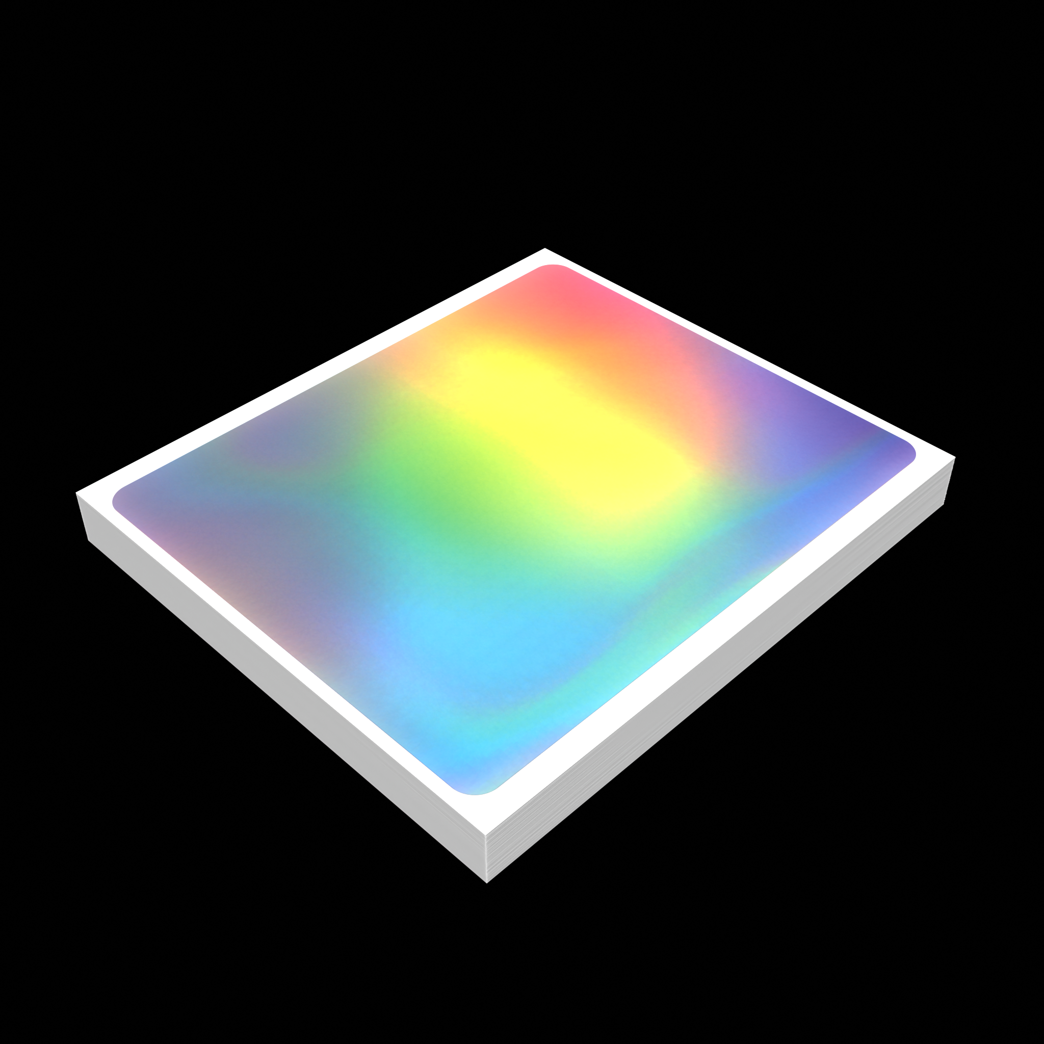 Angled view of holographic eggshell sticker 10x12cm