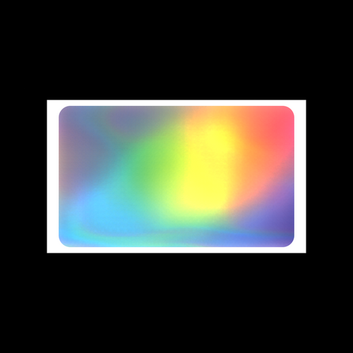 Top down view of holographic eggshell sticker 10x6 inch