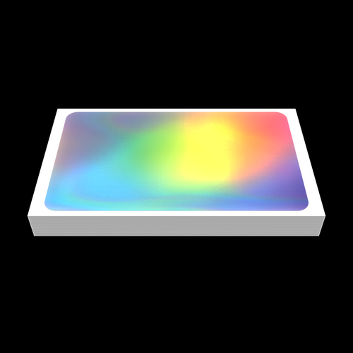 Side view of holographic eggshell sticker 10x6 inch