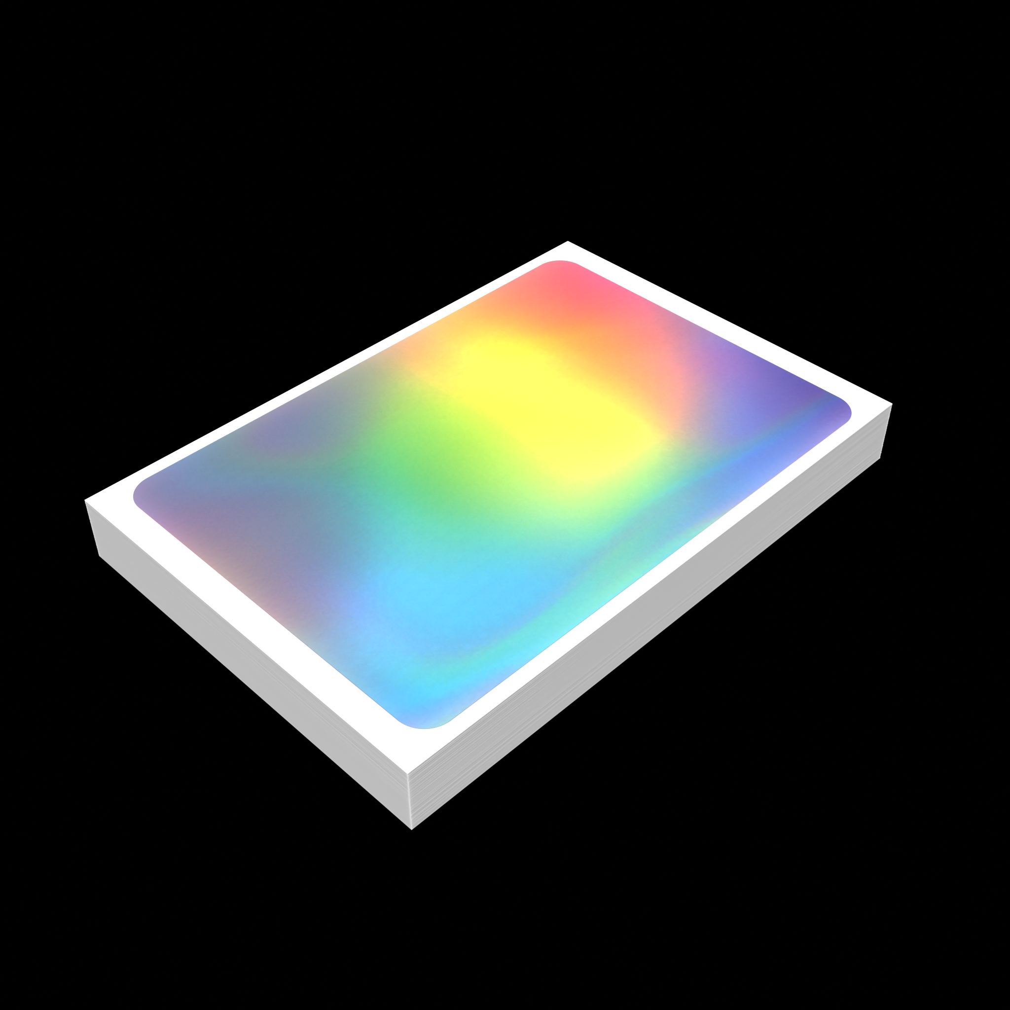Angled view of holographic eggshell sticker 10x7cm