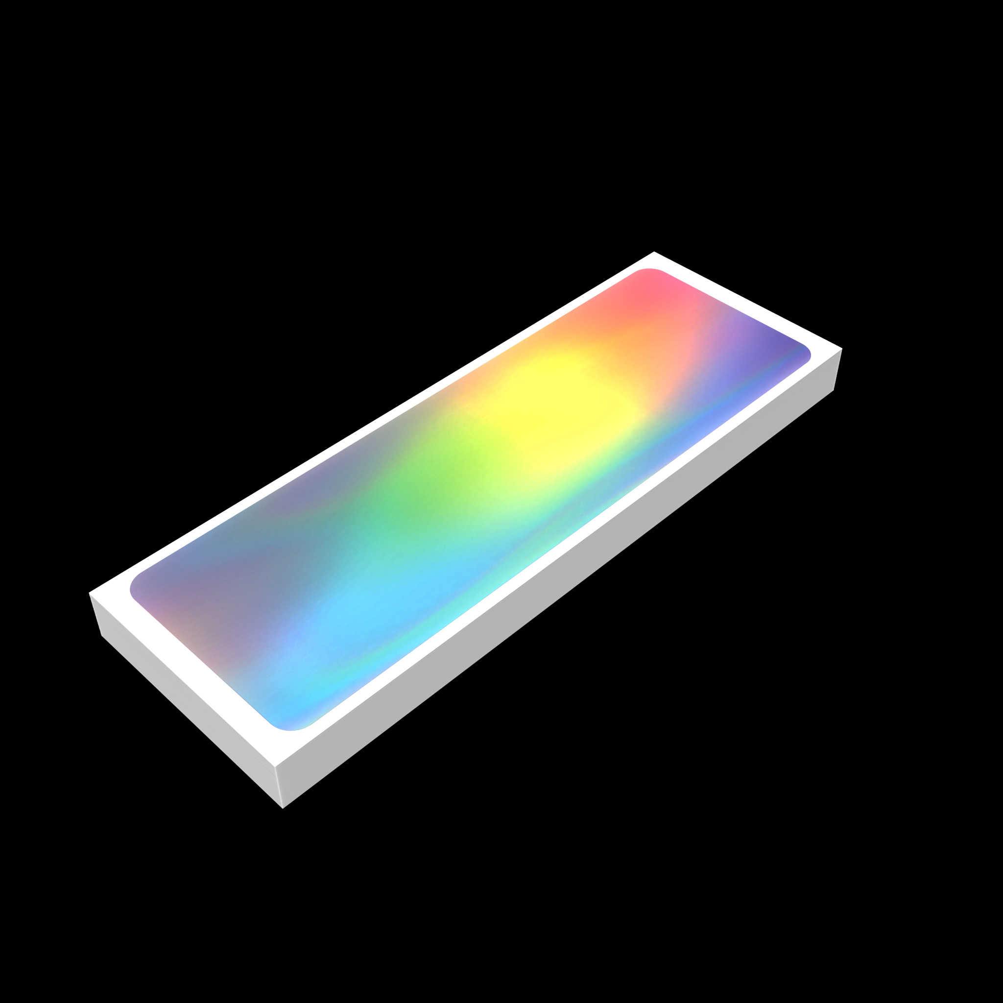 Angled view of holographic eggshell sticker 15x5cm