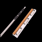 Telescopic roller pole with rubber roller head and metal clips